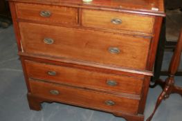 AN 18TH.C.WALNUT AND CROSSBANDED TWO PART CHEST OF DRAWERS
