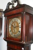 A GEO.III.MAHOGANY CASED EIGHT DAY LONG CASE CLOCK GILT BRASS DIAL WITH SILVERED CHAPTER RING AND