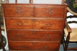 A GEO.III.OAK CHEST OF TWO SHORT AND THREE LONG DRAWERS