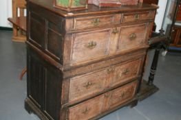 A LATE 17TH.C.OAK PANEL FRONT CHEST OF DRAWERS