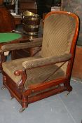 A RARE 19TH.C.ALDERMAN'S PATENT RECLINING LIBRARY ARMCHAIR