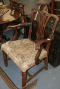 TWO SIMILAR 18TH.C.STYLE MAHOGANY OPEN ARMCHAIRS