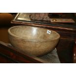 AN ANTIQUE TURNED SYCAMORE BOWL