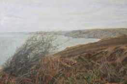 MAURICE SHEPPARD. CLIFF LINE IN WALES OIL ON CANVAS TOGETHER WITH F W THORNHILL OIL ON CANVAS A