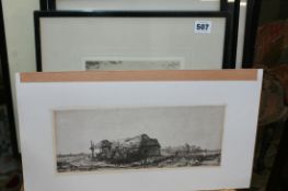 AN ANTIQUE ENGRAVING AFTER REMBRANT AND VARIOUS ETCHINGS,ETC