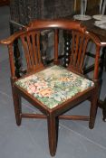 AN 18TH.C.BEECH AND ELM CORNER ARMCHAIR