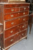 A GEO.III.OAK CHEST OF TWO SHORT AND FOUR LONG GRADUATED DRAWERS