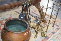 A VICTORIAN NURSERY FENDER, A COPPER BUCKET,ETC