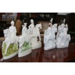 SEVEN 19TH.C.STAFFORDSHIRE FLAT BACK FIGURES ON HORSEBACK