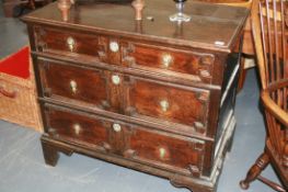 A 17TH.C.OAK PANEL DRAWER CHEST OF DRAWERS