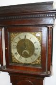 AN 18TH.C.OAK CASED 30 HOUR LONG CASE CLOCK WITH BRASS AND SILVERED DIAL SIGNED JAMES WEBB, FRUME.