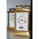 TWO LATE VICTORIAN/EDWARDIAN BRASS CASED CARRIAGE CLOCKS