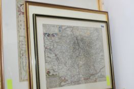 A SAXTON KIP HAND COLOURED MAP OF LEICESTERSHIRE TOGETHER WITH A WILLIAM KIP OF HERTFORDSHIRE AND