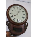 A WM.IV.MAHOGANY DROP DIAL WALL CLOCK WITH FUSEE MOVEMENT, PAINTED DIAL SIGNED RICHARD SWAIN,