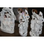 SIX STAFFORDSHIRE FLAT BACK FIGURE GROUPS