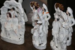 SIX STAFFORDSHIRE FLAT BACK FIGURE GROUPS