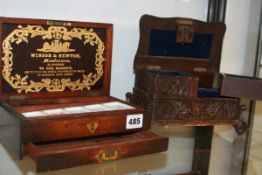 A WINDSOR AND NEWTON ARTIST'S SET AND A BLACK FOREST JEWELLERY CASKET