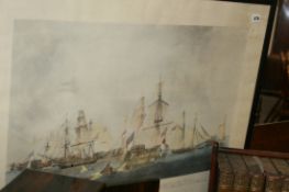 AN ANTIQUE PRINT VICTORY OF TRAFALGER