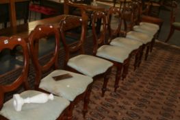A SET OF EIGHT VICTORIAN MAHOGANY BALLOON BACK DINING CHAIRS AND TWO FURTHER SIMILAR CHAIRS