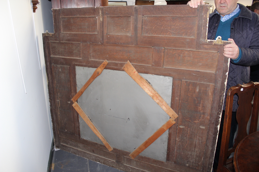 A 19TH.C.FLEMISH CARVED OAK PANEL FRAMED MIRROR - Image 8 of 8