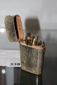 A RARE GEORGIAN POCKET OR FLEA MICROSCOPE CONTAINED IN ORIGINAL GREEN SHAGREEN CASE