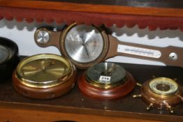 SEVEN VARIOUS ANEROID BAROMETERS