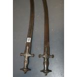 A PAIR OF INDIAN TULWAR WITH DAMASCENE HILTS