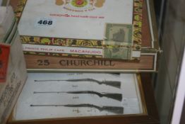 A QUANTITY OF VINTAGE CIGARS AND A PURDEY DOUBLE RIFLES PRINT