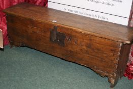 A LATE 19TH.C.ELM PLANK COFFER DATED 1686