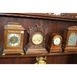 AN EARLY 20TH.C.MAHOGANY CASED BRACKET CLOCK WITH THREE TRAIN CHIMING MOVEMENT TOGETHER WITH TWO