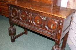 A BESPOKE JACOBEAN STYLE OAK HALL TABLE