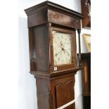 A GEORGIAN OAK CASED 30 HOUR LONG CASE CLOCK WITH PAINTED SQUARE DIAL