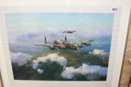 A SIGNED PRINT AFTER ROBERT TAYLOR LANCASTER SIGNED BY LEONARD CHESHIRE