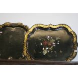 TWO LARGE VICTORIAN PAPIER MACHE TRAYS