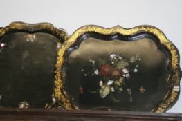 TWO LARGE VICTORIAN PAPIER MACHE TRAYS