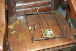 AN UNUSUAL EARLY 19TH.C.WROUGHT IRON AND BRASS ADJUSTABLE TOASTING SPIT