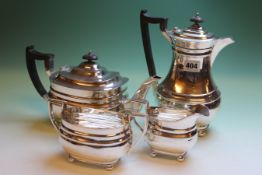 A SILVER FOUR PIECE TEA SET OF GEO.III.STYLE DATED SHEFFIELD 1967, APPROX ALL IN AT 57ozs.   £350-