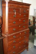 A REGENCY MAHOGANY AND INLAID TALLBOY CHEST