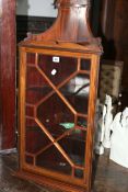 AN EDWARDIAN INLAID MAHOGANY CORNER WALL CABINET