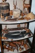 VARIOUS AFRICAN CARVINGS AND KNIVES