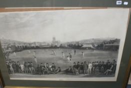 A 19TH.C.ENGRAVING THE CRICKET MATCH AFTER PHILLIPS AND THREE RELATED PRINTS