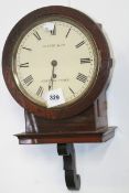 A RARE SMALL ROSEWOOD CASED BRACKET DIAL WALL CLOCK WITH SINGLE FUSEE MOVEMENT AND PAINTED DIAL