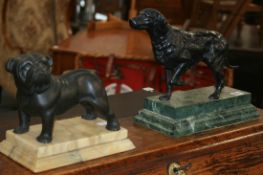 TWO SPELTER FIGURES OF DOGS