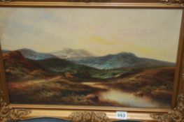 A PAIR OF EARLY 20TH.C.OIL ON BOARD MOORLAND SCENES IN GILT FRAMES