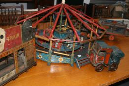 A 1930'S SCRATCH BUILT TRAVELLING FAIR, CAROUSEL, GHOST TRAIN,ETC