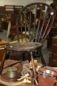 A RUSTIC WELSH COMB BACK CHAIR AND A CHILD'S OXFORD CHAIR