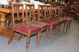 A SET OF TEN LATE VICTORIAN DINING CHAIRS BY LAMB