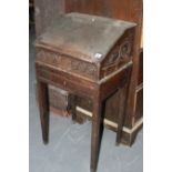 A LATE 17TH.C.OAK WRITING BOX ON LATER 18TH.C.STAND