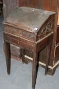 A LATE 17TH.C.OAK WRITING BOX ON LATER 18TH.C.STAND