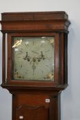 A GEO.III.OAK CASED EIGHT DAY LONG CASE CLOCK WITH PAINTED SQUARE DIAL SIGNED JOHN WEBSTER, SALOP.
